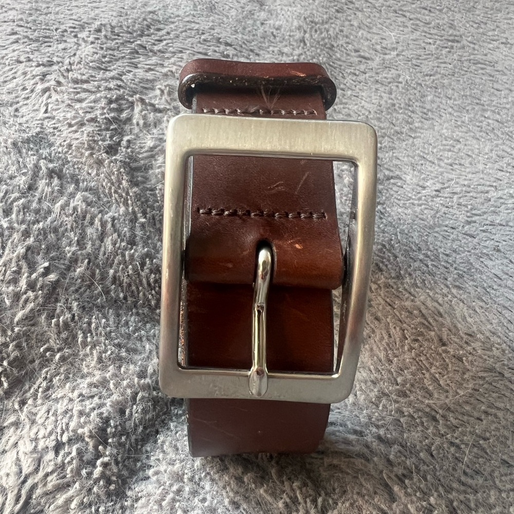 Martin Dingman Designer Brown Leather Belt with Silver Buckle Made in the USA